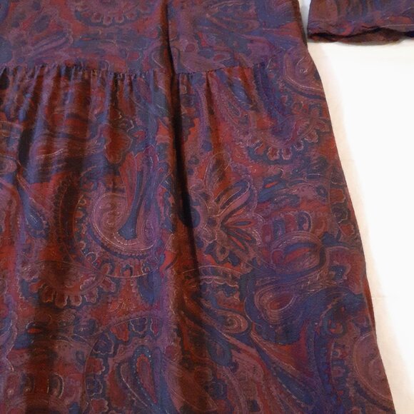 Vintage Handmade Burgundy Paisley Dress Size Medium - Picture 4 of 7